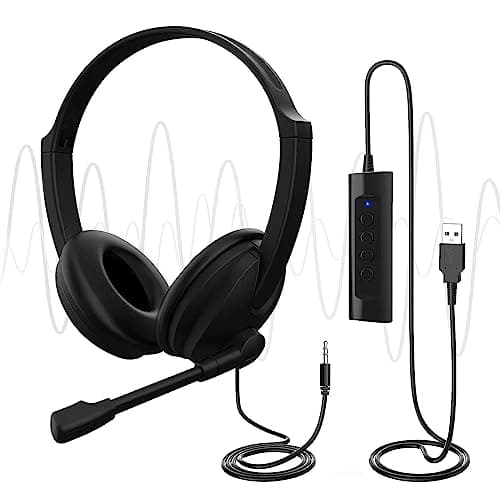 USB Headset with Microphone for PC Laptop, Adjustable Noise Cancelling Business Office Headsets & Duracell Plus C Batteries (6 Pack) - Alkaline 1.5V - 100% Life Guarenteed — view 2