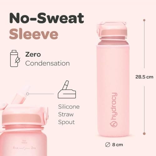 Hydracy Motivational Water Bottle with Time Marker and Straw Lid 1 L — view 2