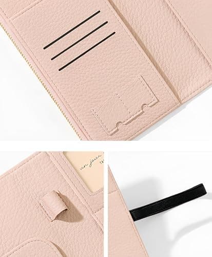 NQQNQQ RFID-Blocking Leather Travel Wallet & Passport Holder with Zipper Pocket, Card Slots, and Phone Compartment – Waterproof Travel Organizer for Women & Men. TG-1 (Pink) — view 4