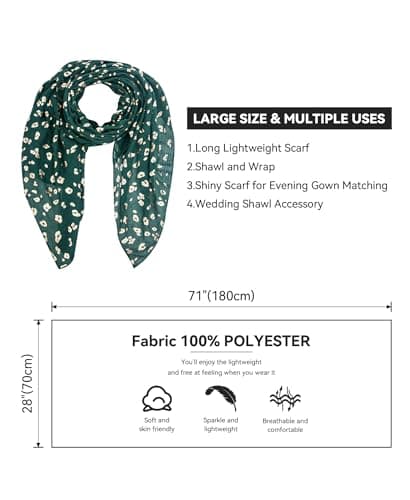 Style Slice Floral Feather Evening Scarf for Women, Foil Shawl Wrap — view 5