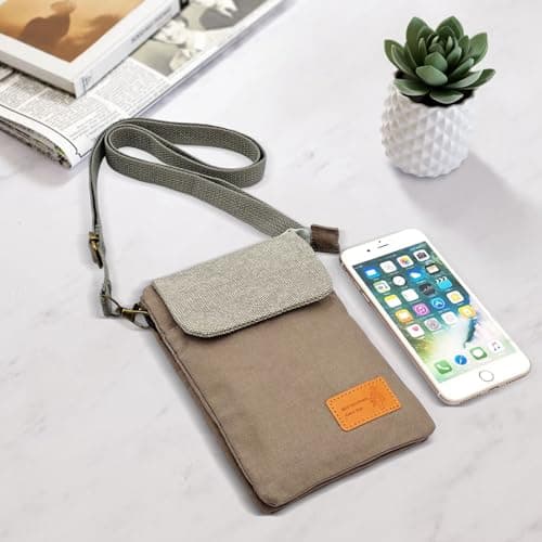 dogmoon Phone Bags for Women Crossbody, Mini Cross Body Bag with Adjustable Shoulder Strap, Cross Body Bag, Zipper Phone Bag, Lightweight Small Canvas Crossbody Phone Bag(light Gray) — view 3