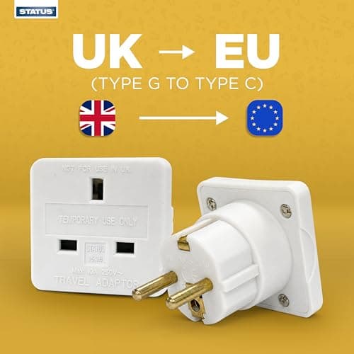 STATUS UK to EU Adapter, England European Socket 3 Pin to 2 Pin Plug, Travel Adaptor 10 amp, Pack of 2,(SEUROAB2PK4) — view 3