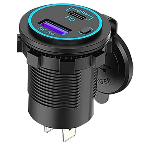 MRNHA 65W PD 12V USB Outlet for Laptop USB C Car Charger Socket Multi Port Outlet Waterproof Adapter for Car Boat Truck — view 4