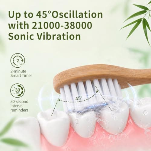 AURVONES Ultrasonic Oscillating Electric Toothbrush with Bamboo Heads — view 5