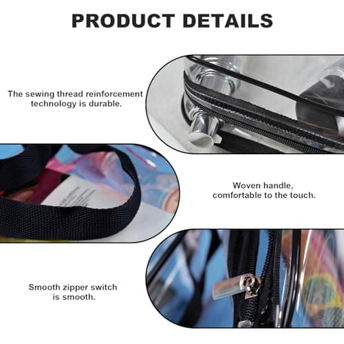 Large Clear Travel Toiletries Bag, 4 Pcs Clear Toiletry Bag with Handles, Thickened PVC Waterproof Makeup Bags with Zippers Travel Wash Bags for Travelling and Holiday Women Men — view 3