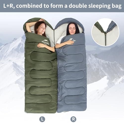 Naturehike Sleeping Bag for Adult, Combine Double Sleeping Bag, Oversized 220×85cm,L and R,3 Season, Ultralight Lightweight Compact with Compression Bag — view 4