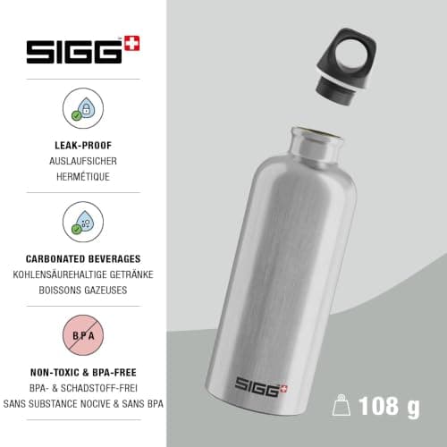 Sigg - Aluminium Water Bottle - Traveller Alu - Swiss Made - Suitable For Carbonated Drinks - Leakproof - Lightweight - BPA Free - Silver - 0.6 L — view 3