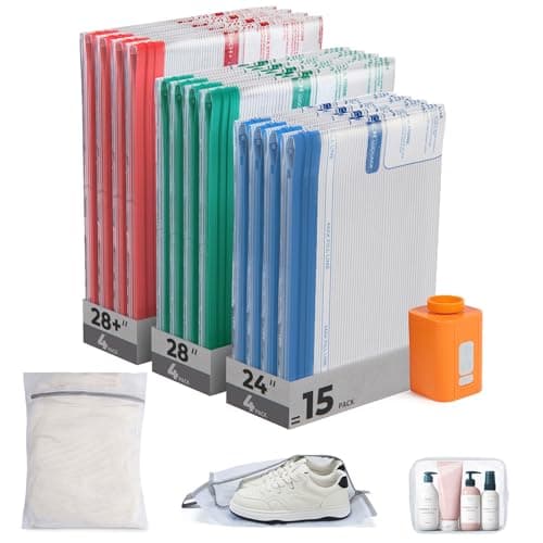BAGSMART Travel Vacuum Bags 15 Pack with Wireless Pump Airtight Space Saver