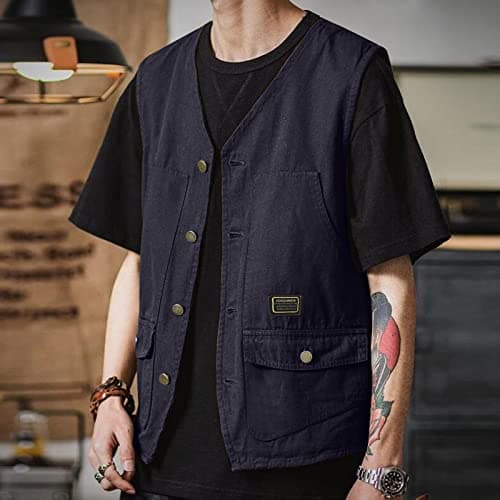 Men's Summer Tooling Vest with Multi-Pockets, Lightweight Breathable Fabric for Outdoor Work, Foldable Design for Easy Carry, S-3XL (Black, XL) — view 2
