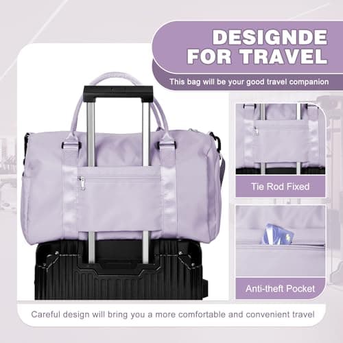 WEPLAN Gym Bag Womens Men Sports Fitness Bags Weekend Overnight Bag Travel Duffle Bags for Women with Shoes Compartment Wet Pocket,Holdall Hospital for Swimming Carry on Hand Luggag,A11-Purple — view 5