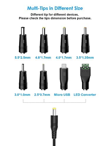 Outtag 24W Universal Power Supply Adapter 3V 4.5V 5V 6V 7.5V 9V 12V，2A Max — view 2