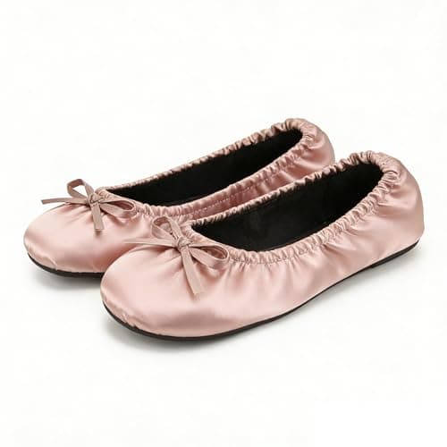 Women's Foldable Flats – Portable Ballet Slippers Shoes for Travel, Wedding – Fits in Purse (S, Rose Gold) — view 5