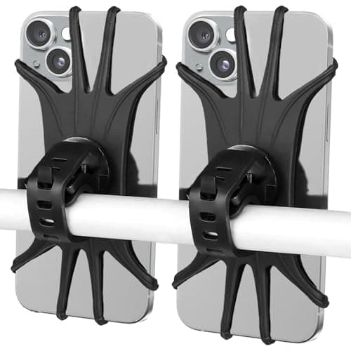 VOVIGGOL Bike Phone Mount 2 Pack, Universal Motorcycle Phone Holder for Bike, 360°Rotation Silicone Bicycle Phone Holder Handlebar Phone Mount Compatible with iPhone 12 11 Pro, Samsung
