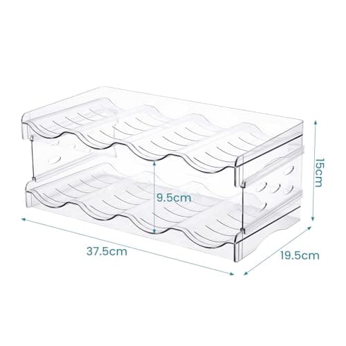 Stackable 2-Tier Bottle Rack for Fridge and Cupboard 16-Bottle Clear Holder — view 2