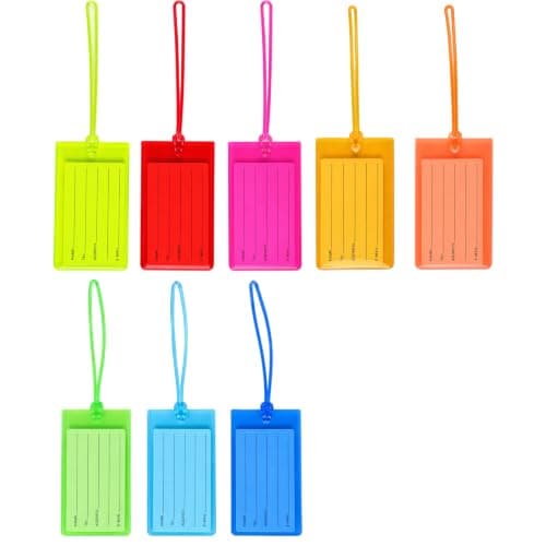 8 Pcs Luggage Tags for Suitcases, Premium Flexible Silicone Suitcase Tags, Waterproof Travel Luggage Labels with Name ID Card, Bright Colour Bag Tags for Cruise, Backpacks & Baggage