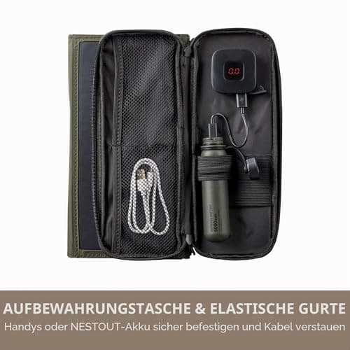 ELECOM NESTOUT 2-Panel Solar Charger 14W (Olive) & 15000mAh Outdoor Power Bank (Black) – Bundle — view 5