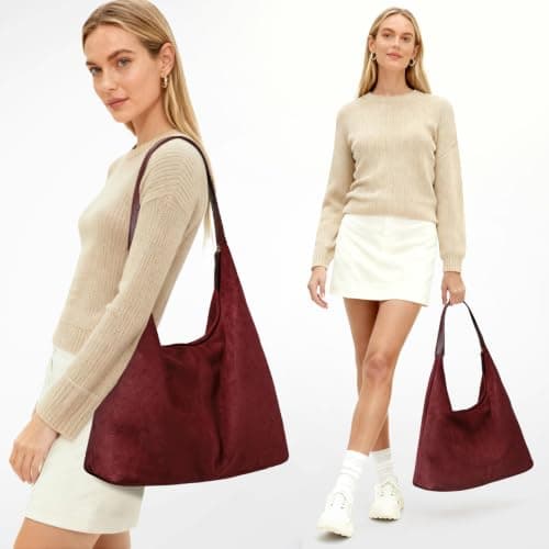 WantGor Large Tote Bag for Women, Suede Shoulder Purses — view 6