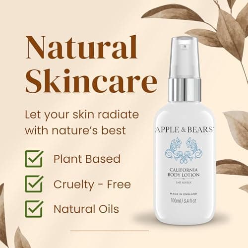 Apple & Bears California Body Lotion (100ml / 3.4 fl oz) - 98% Natural Luxury Vegan Travel Size Moisturizer - Made in UK — view 2