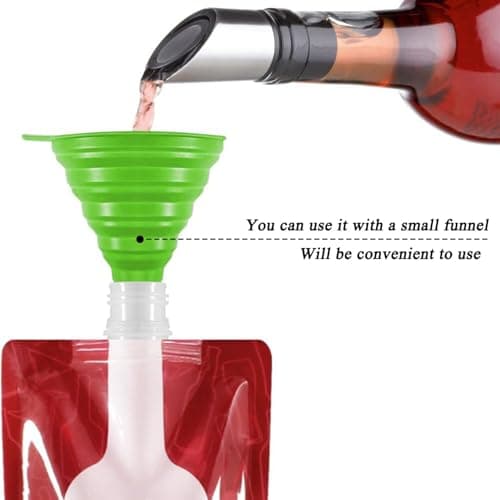 SHANGFENG 4 Pcs Foldable Wine Bag 750ml Portable Drink Pouches Plastic Water Bottle Wine to Go Bag Reusable Plastic Wine Bottle Liquid Leak Proof Flask Holder for Wine Liquor Beverages,Travel — view 4