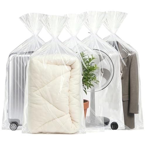 5 Pack Extra Large Clear Plastic Storage Bags, Heavy Duty Storage Bags