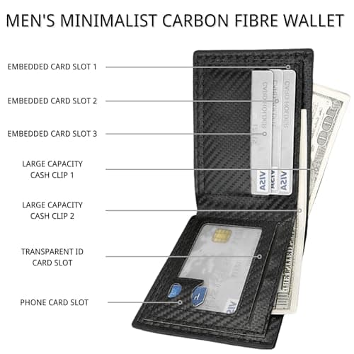 LUFFLOK Wallets Slim Carbon Fiber Leather Card Minimalist Wallet — view 4