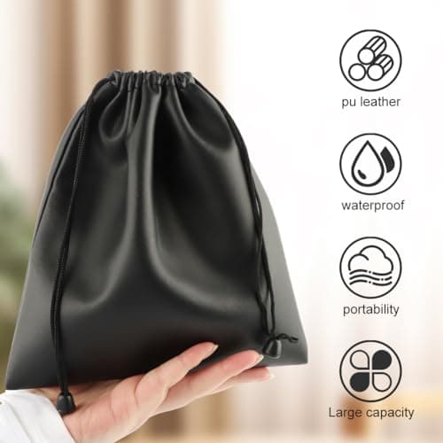 NHBETYS Headphone Storage Bag, 2 Pack Waterproof PU Leather Over-Ear Headphones Case Pouch with Drawstring, Gaming Headset Travel Carrying Case for Commuter, Gamer,7.8 x 8.6 inch — view 6