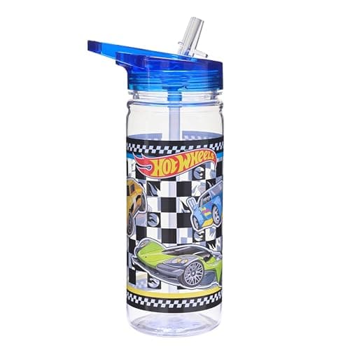 Hot Wheels 580ml Kids Water Bottle with Flip Lid – Leakproof, BPA-Free, Licensed Design, Durable Reusable Drinking Bottle for School & Travel