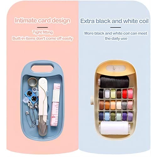 Skyzone Sewing Kit for Adults,Portable Sewing Box with Sewing Accessories Needle and Thread Set for Home Travel Sewing Tool Set(Pink) — view 5