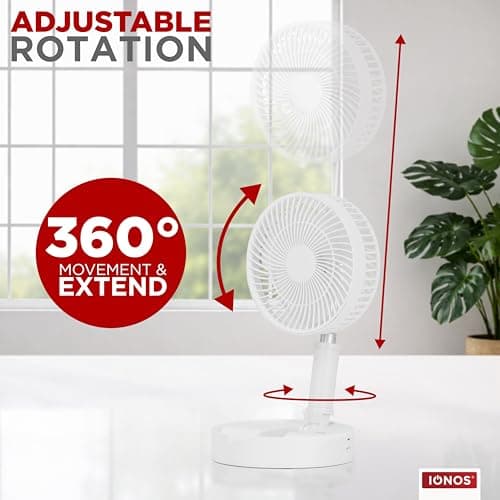 Status IONOS 7" Foldable Rechargeable Desk Fan, White — view 3
