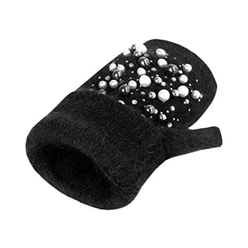 Women Ladies Beads Knitted Gloves Winter Warm Short School Writing Reading Travel Cycling Fingerless Gloves — view 5