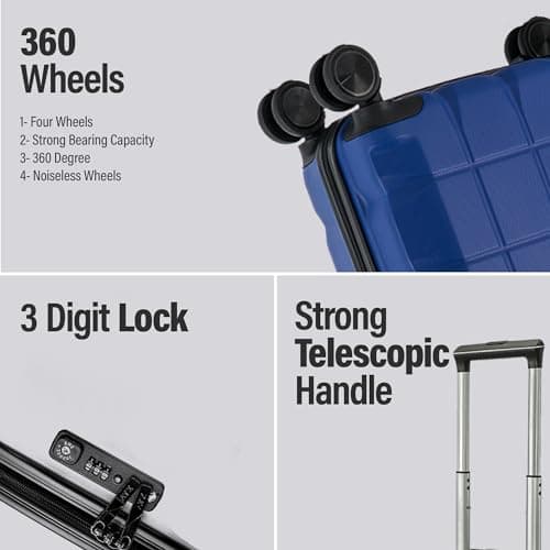 ATX Luggage 55x36x20cm Cabin Suitcase Super Lightweight Small Suitcase Approved for 100+ Airlines Including EasyJet, Ryanair, British Airways & Virgin Atlantic (Midnight Blue, 21Inches, 33Liter) — view 5
