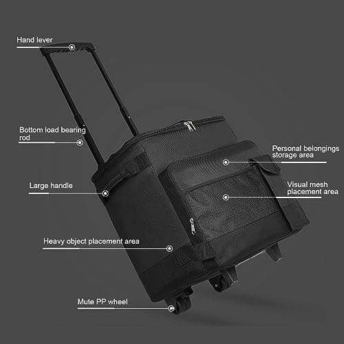 Rolling Cooler Bags 43 Litres, Collapsible Insulated & Leakproof Soft Cool Bag on Wheels, Waterproof with Dual Zipper, Oxford Cloth, Perfect for Camping, Picnics, BBQs & Beach Trips — view 5