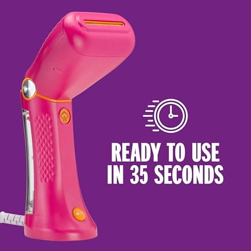 Conair Extreme Steam Handheld Clothes Steamer, 90ml detachable water tank, Fast 35 second heat up, Lightweight Travel Garment Steamer, Worldwide Use, Pink, GSC24PKU, UK Plug — view 3