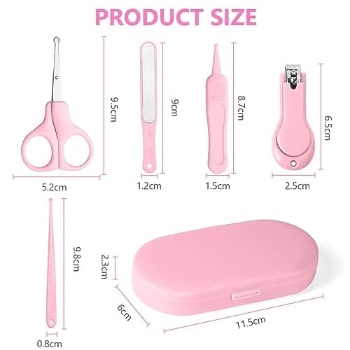 Vicloon Baby Nail Kit, 5-in-1 Baby Nail Care Set, Baby Nail Care Tool, Baby Manicure Set Includes Nail Clippers, Scissor, Earpick, Nail File and Tweezer for Newborn Infant Toddler — view 2