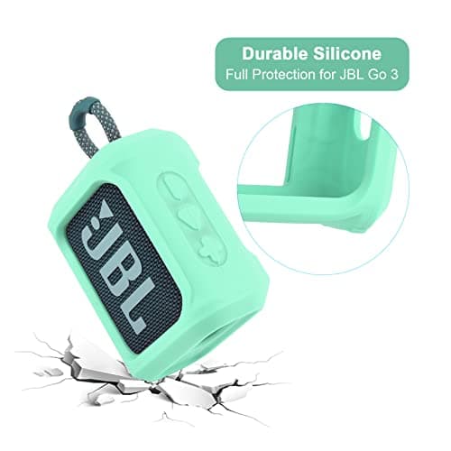 TXesign Silicone Case for JBL Go 3 Portable Speaker with Removable Strap for Bike Golf Cart Travel Carrying Case Protective Sleeve Speaker Cover(Mint Green) — view 2