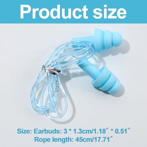 6 Pairs Corded Earplugs Silicone Earplugs, Noise Cancelling Waterproof Ear Plugs Swimming for Kids Adult Ear Protectors, Reusable earplugs for Sleeping, Work, Studying, Travel, Shooting Range and More — view 2