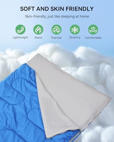 Warmiehomy Double Sleeping Bags for Adults with 2 Pillows, 300 GSM King Size Sleeping Bag, Waterproof XL 3 Season Sleeping Bag with Carrying Bag for Indoor & Outdoor Use, Warm Camping Quilt(Blue) — view 3