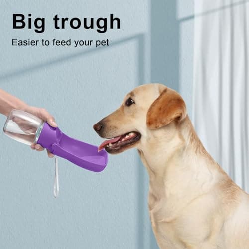 SOICTA Portable Dog Water Bottle for Walking 19 OZ or 12 OZ Portable Pet Water Bottles for Puppy Small Medium Large Dogs Water Dispenser Bowl Dog Accessories(12OZ Purple) — view 6