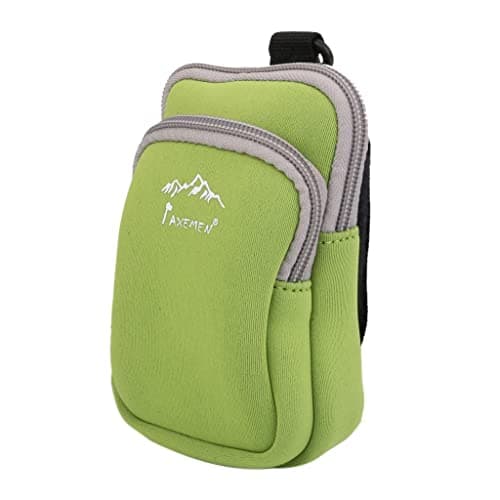 Neoprene Dual Zip Pocket Pouch Phone Bag Case for Hiking Climbing S Green — view 2