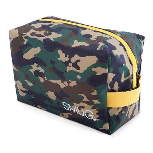 SMUG Wash Bag | Waterproof Travel Toiletry Bags for Travelling, Gym, Shower, Shaving, Toiletries, Cosmetics & Makeup Bag | Large Washbag for Men & Women | Stylish, Spacious & Easy Clean | Green Camo