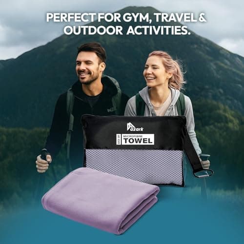 azark Microfibre Towel – Quick Dry, Lightweight & Super Absorbent – Gym, Travel, Yoga, Camping & Beach – Soft & Durable – Multiple Sizes (Purple, Medium) — view 6