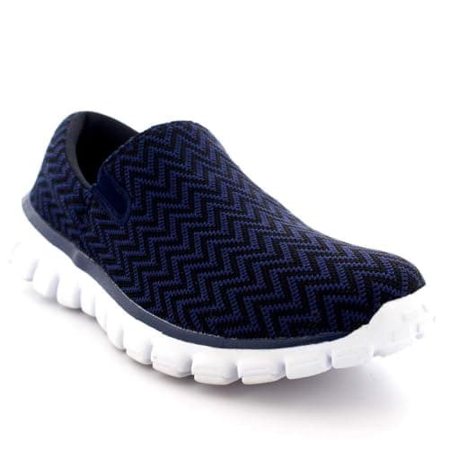 Get Fit Women’s Slip-On Walking Shoes - Lightweight Breathable Trainers with Memory Foam - Casual Work Sneakers - Comfortable Gym, Travel & Everyday Wear - Navy - UK4/EU37