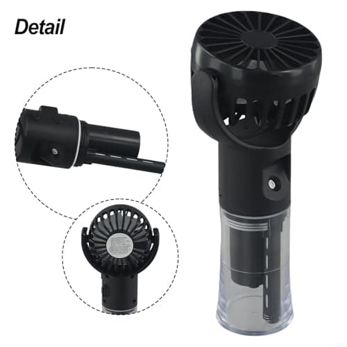 Rechargeable Handheld Misting Fan with 4 Speeds, USB-C Portable for mini Spray Fans with Water Bottle, Quiet Personal Desk Fan for Kids Students Travel(Black) — view 4