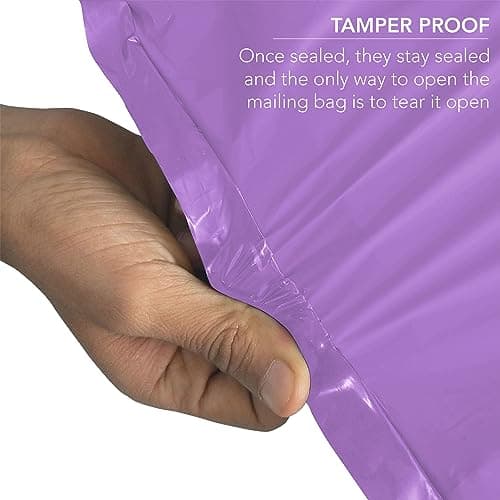 iSOUL Poly Mailer Bags 12x16 Self-Seal, Shipping Envelopes Strong, Waterproof, Tamper-Proof Polythene Packaging for Clothes, Bedding & Parcel Bag Shipping Post Bag Envelopes 50 Pack Purple — view 5