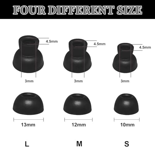 Aiivioll 6 Pairs Liberty 4 NC Ear Tips Compatible with Soundcore Liberty 4NC Replacement S/M/L 3 Size Soft Rubber Silicone Flexible Eartips Earplug Gel Skin Cover Fit in Case Accessories - Black — view 4