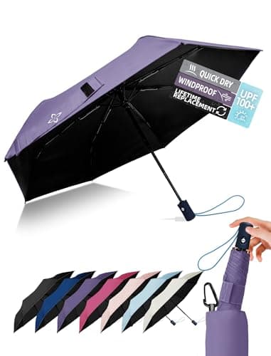 LILAC Compact Travel Umbrella，Windproof Umbrella for Rain and Sun