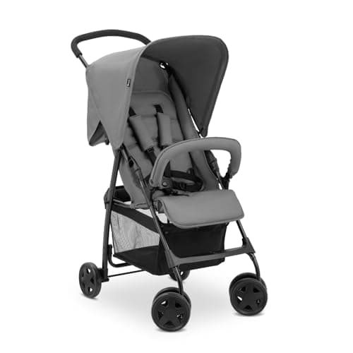 hauck Sport, Grey - Super Lightweight Travel Pushchair with Raincover (only 5.9 kg) Compact & Foldable, Fully Reclining, XL Storage Basket, from Birth up to 15 kg