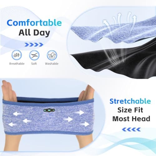 Veeniitosr Sleep Headphones Bluetooth 6.0 Headband for Sleepers (Sky Blue) — view 5