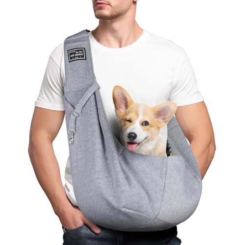 Adiwo Puppy Carrier - Reversible Hands-free Dog Carry Sling for Small & Medium Dogs & Cats, Soft & Comfortable, Adjustable Dog Carrier Bag Shoulder Tote for Outdoor Walking, Travel & Shopping
