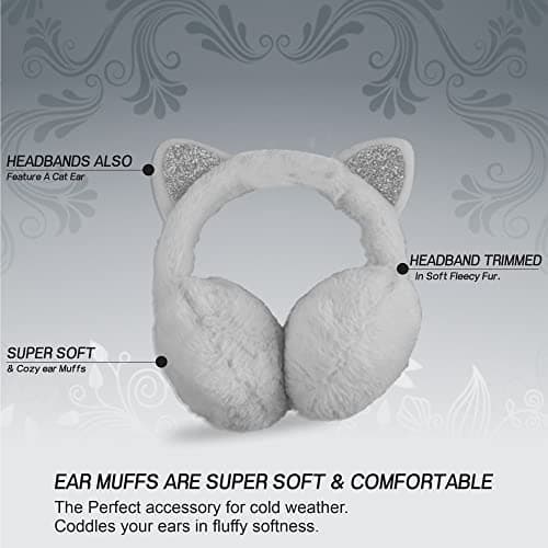 Girls Ear Muffs Cat Ear Warmers Winter Warm Ear Muffs Ear Plush Winter Outdoor Cute Cartoon Thermal Ear Cover Headwear For Kids Girls Outdoor Ear Protector Xmas Birthday Gift Assorted Color 12cm (1Pc) — view 4